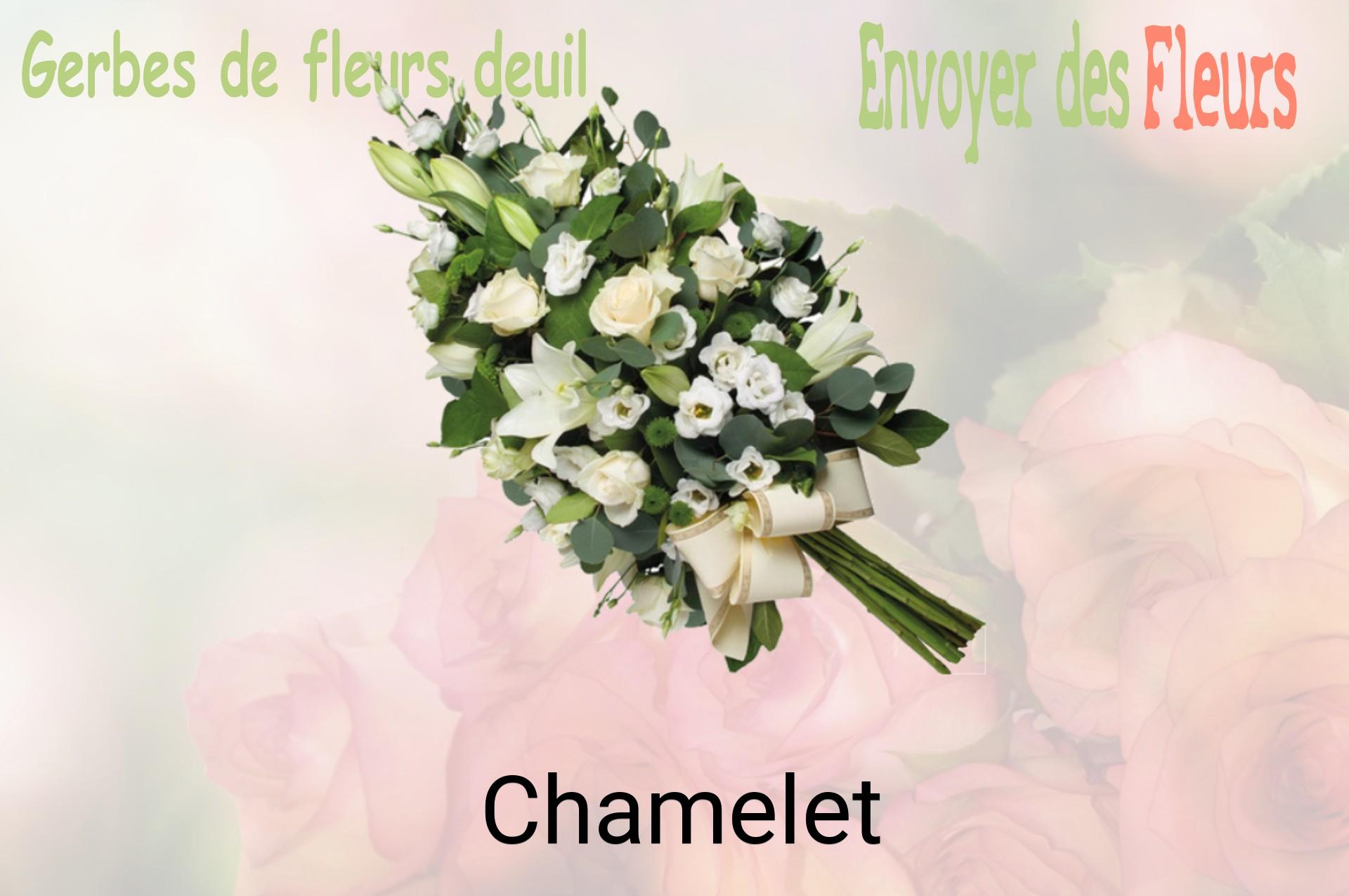 Gerbe de fleurs de deuil livrée à Chamelet
